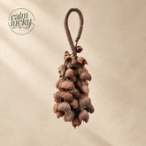 Handmade dark walnut-brown wooden seed wind chime hanging, handheld natural chime