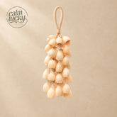 Handmade pale cream smooth seed wind chime hanging, handheld natural chime