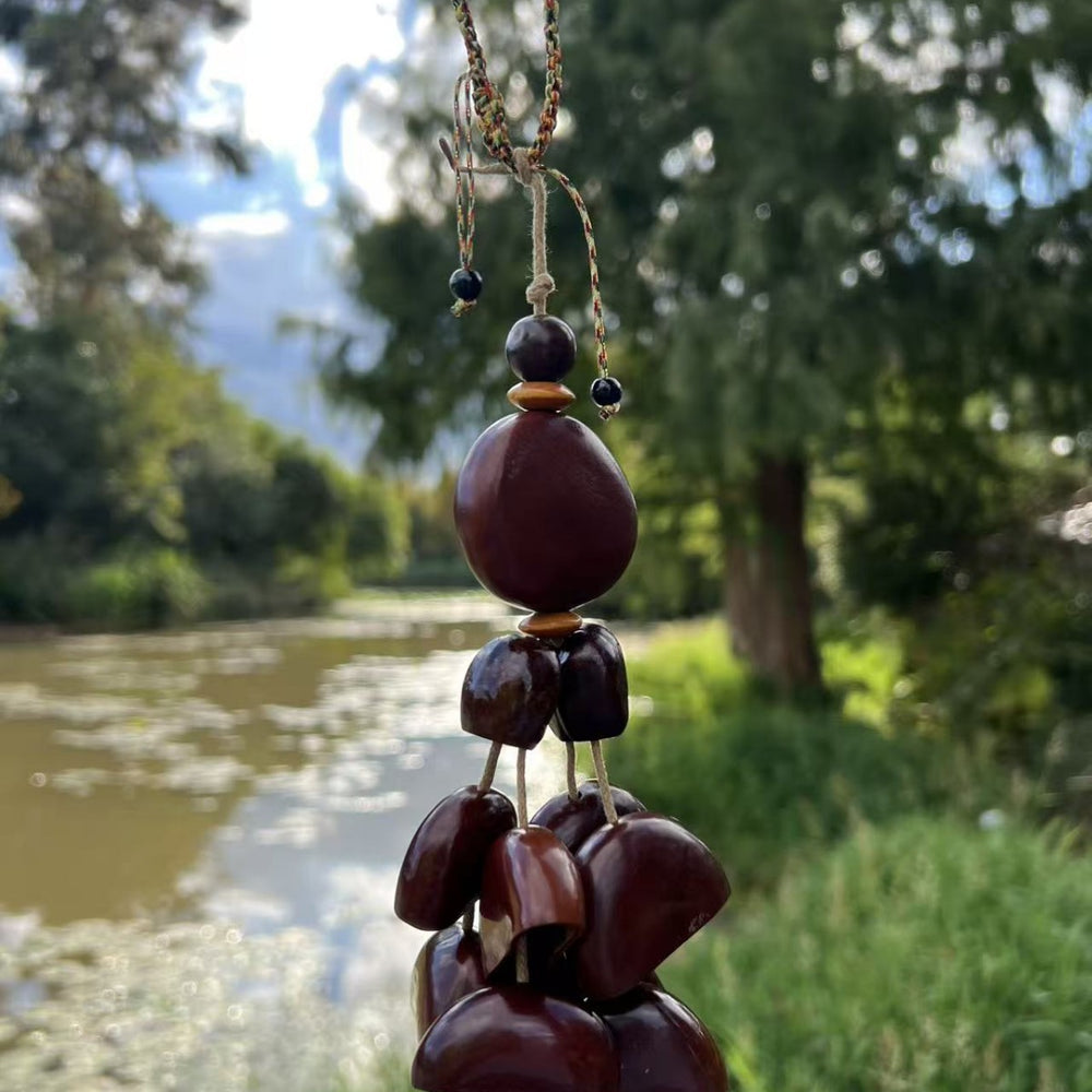 Juju Bean wind chime - handcrafted knots and natural cotton rope detail