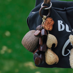 Night Bell seed charm — dark natural seed bell for bag and keys