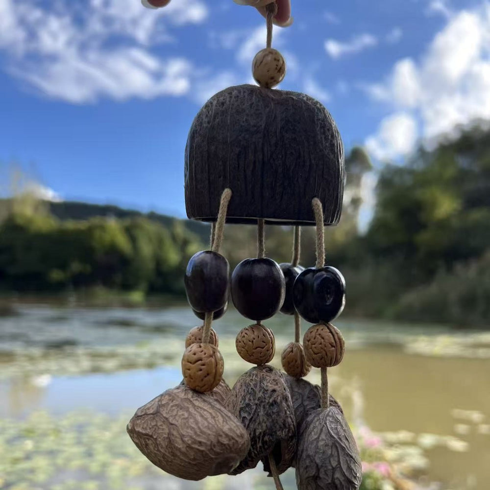 Juju Bean Seeds (Adenanthera Pavonina) Wind Chime - 12-strand Horn Tree complete package