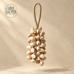 Handmade white shell seed wind chime hanging, handheld natural chime