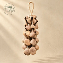 Handmade dark black-brown seed wind chime hanging, handheld natural chime