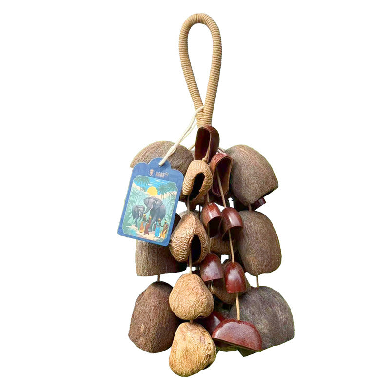 Juju Bean Seeds (Adenanthera Pavonina) Wind Chime - Horn Tree 12 strands natural red seeds handcrafted for meditation