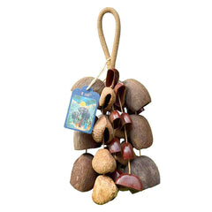 Juju Bean Seeds (Adenanthera Pavonina) Wind Chime - Horn Tree 12 strands natural red seeds handcrafted for meditation