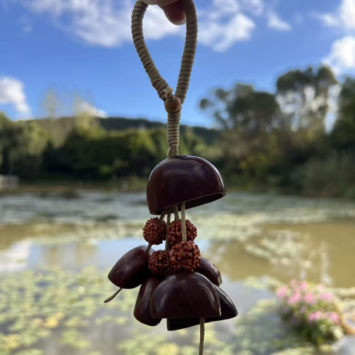 Juju Bean wind chime strand - connection and craftsmanship detail
