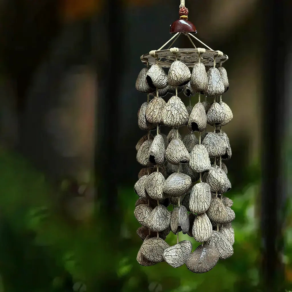 Wild Blossom wind chime with tiers of white flower-shaped shells