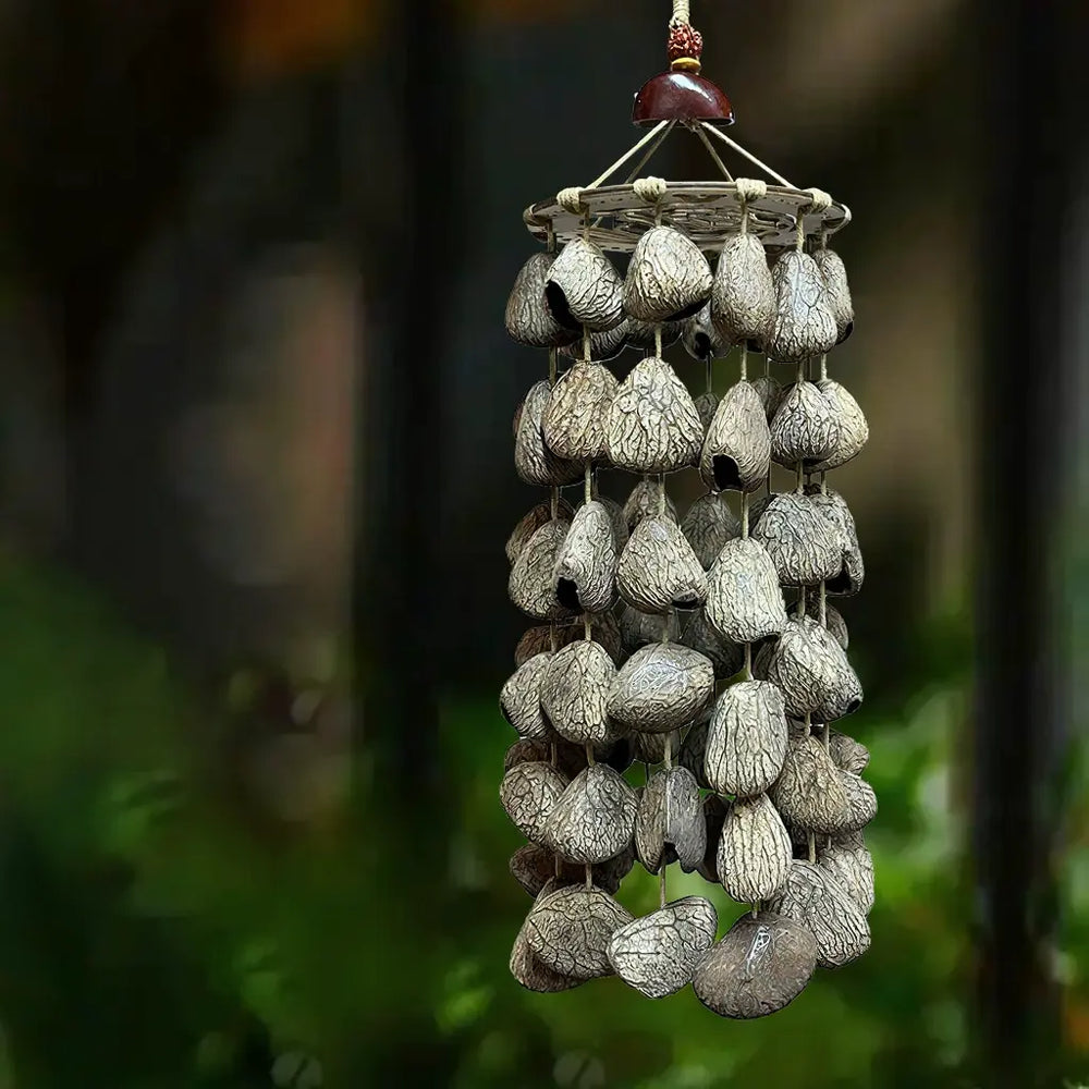 Wild Blossom wind chime with tiers of white flower-shaped shells