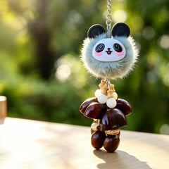 Panda Plush & Natural Seed Pod Rattle Charm