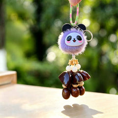 Panda Plush & Natural Seed Pod Rattle Charm